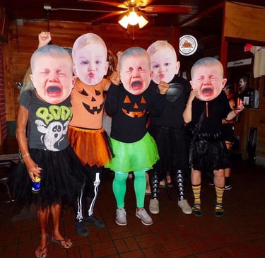 5 grown men dressed up as babies for halloween