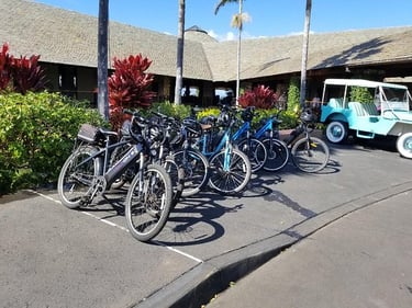 Bikes in a maui parking lot