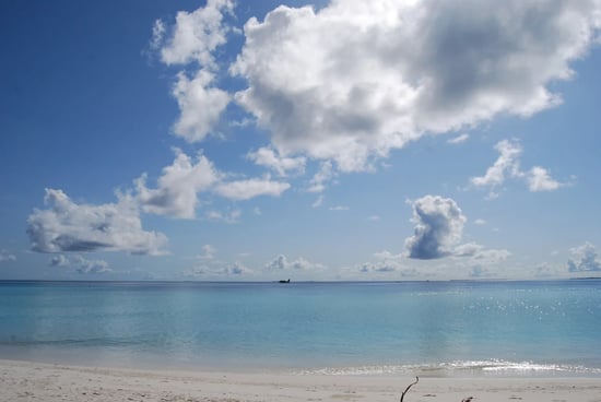 Beautiful day on the beach with blue skies