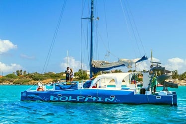 Catamaran boat on the water in Aruba