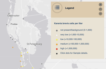 Map of Red Tide Updates for St. Pete beach