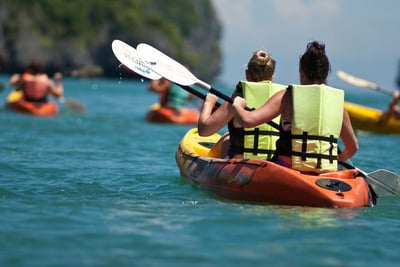 Two people double kayaking in Destin Florida