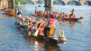 dragon boats in the Charles River