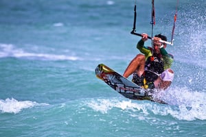 man kite boarding