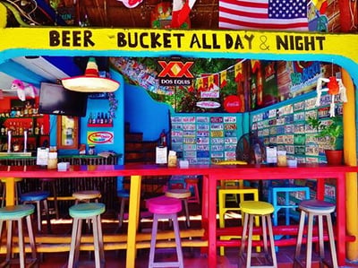 neon colored bar in playa del carmen mexico