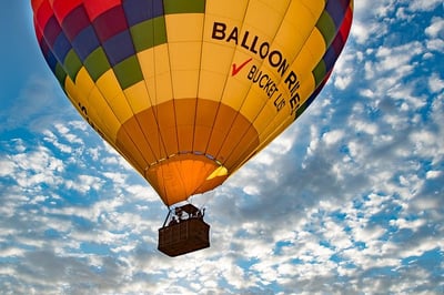 rainbow hot air ballon in the sky