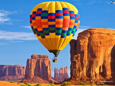 rainbow hot air balloon in sedona