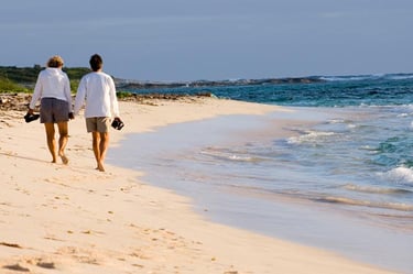 two people walking on the beach in sarasota