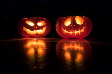 two spooky halloween Jack-o'-lantern