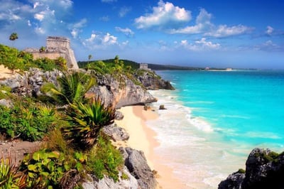 view of playa del carem from a helicopter