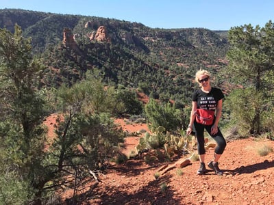 women on a hiking trail in sedona