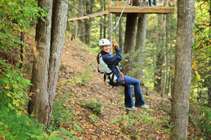 zip linning in Nashville in the middle of the woods