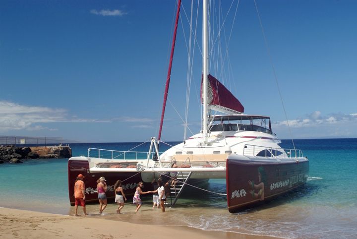 Catamaran on Maui shores