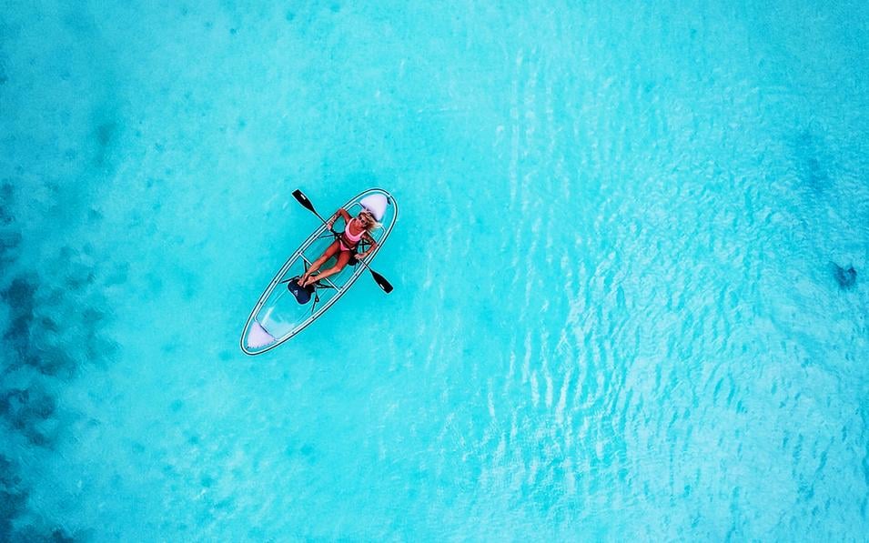 Clear kayak rental in the middle of the ocean