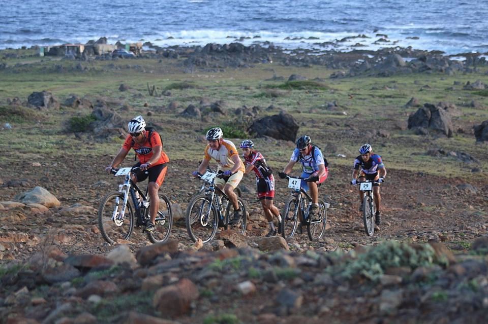 Mountain Biking over rocks in Aruba