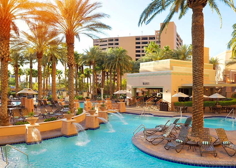 Pool outside the Hilton Grand Vacations on the Las Vegas Strip